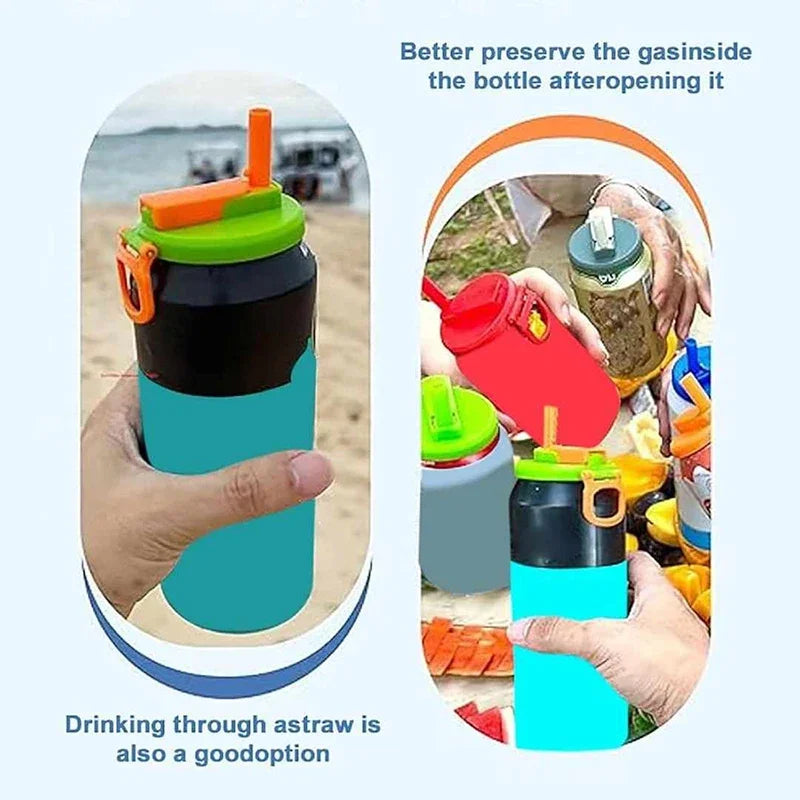 Soda Can Silicone Lids & Straws - Reusable Covers