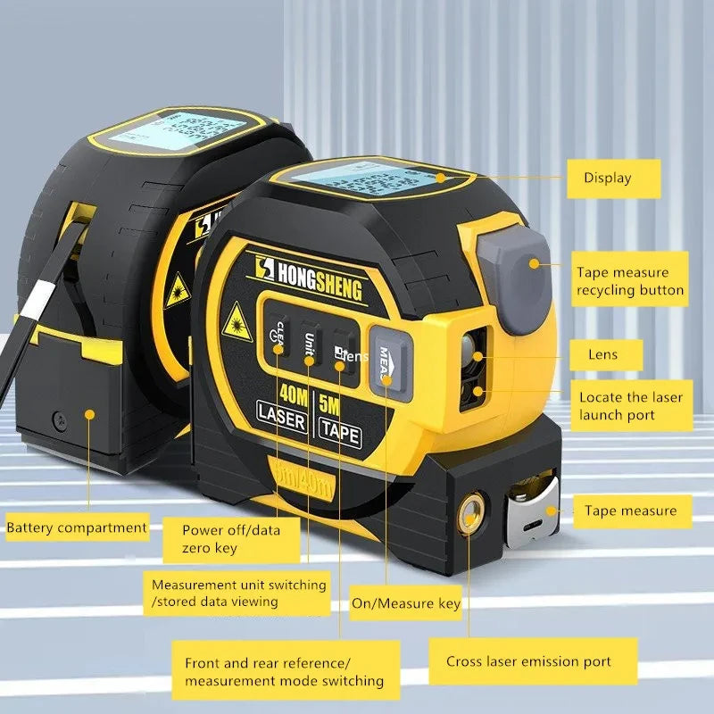 Digital Laser Tape Measure – 40/60M with Large Display