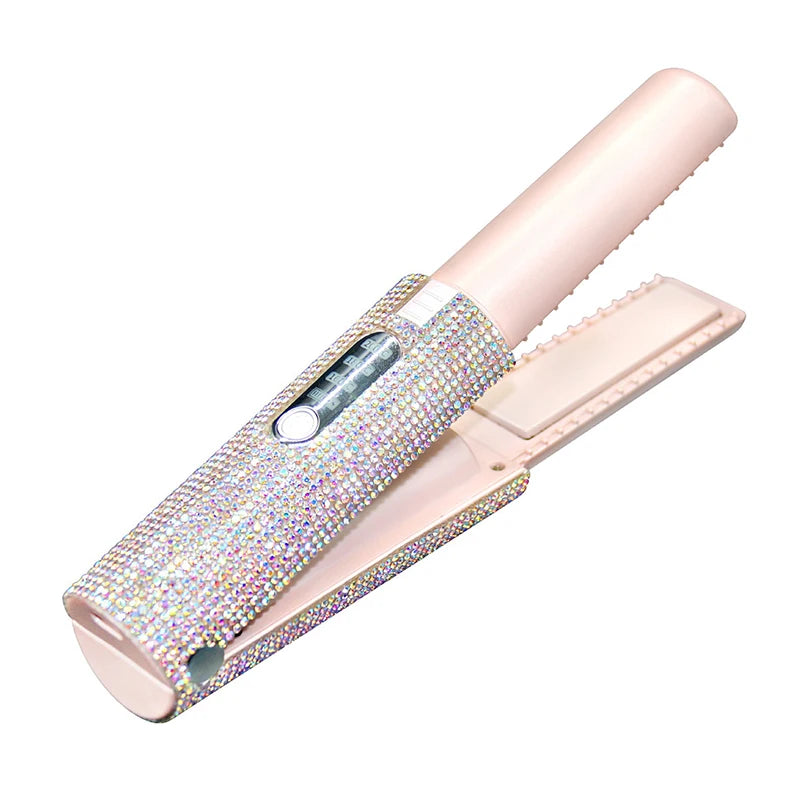 Rechargeable Dimond Hair Brush – Straightener and Curler Combo