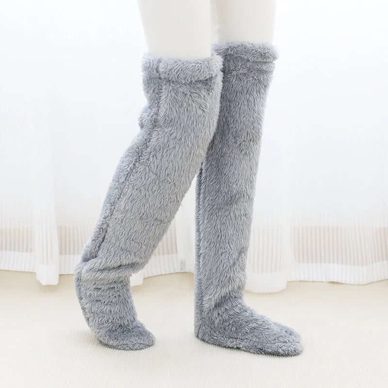 Fluffy Winter Leg Warmers - Thick, Cozy Over-Knee Socks