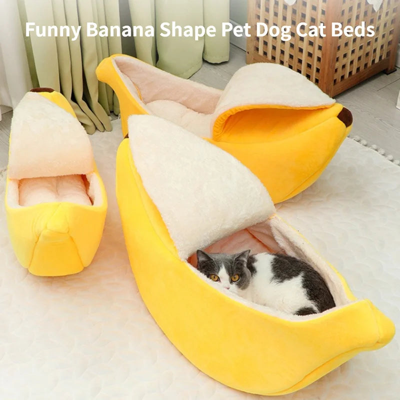 Banana Pet Bed - Cute, Cozy Kennel for Cats & Dogs