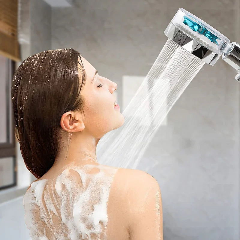 High-Pressure Turbo Shower Head – 360° Rotating, and Water Saving