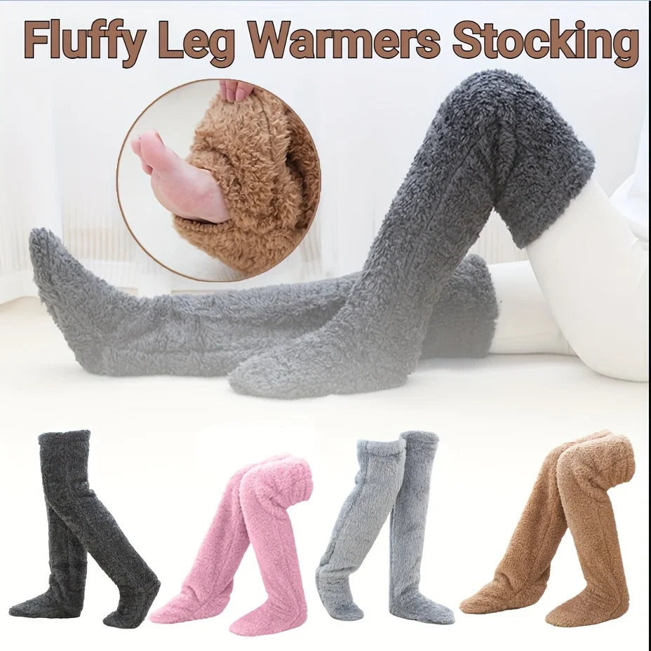 Fluffy Winter Leg Warmers - Thick, Cozy Over-Knee Socks