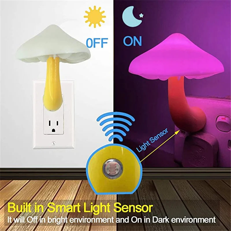 LED Mushroom Night Light – Automatic Sensor