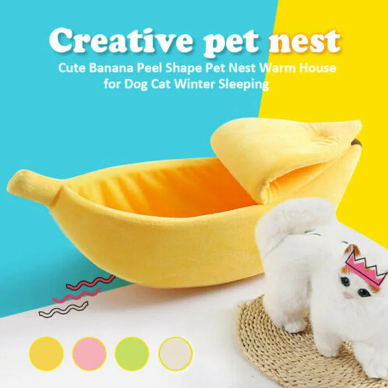 Banana Pet Bed - Cute, Cozy Kennel for Cats & Dogs