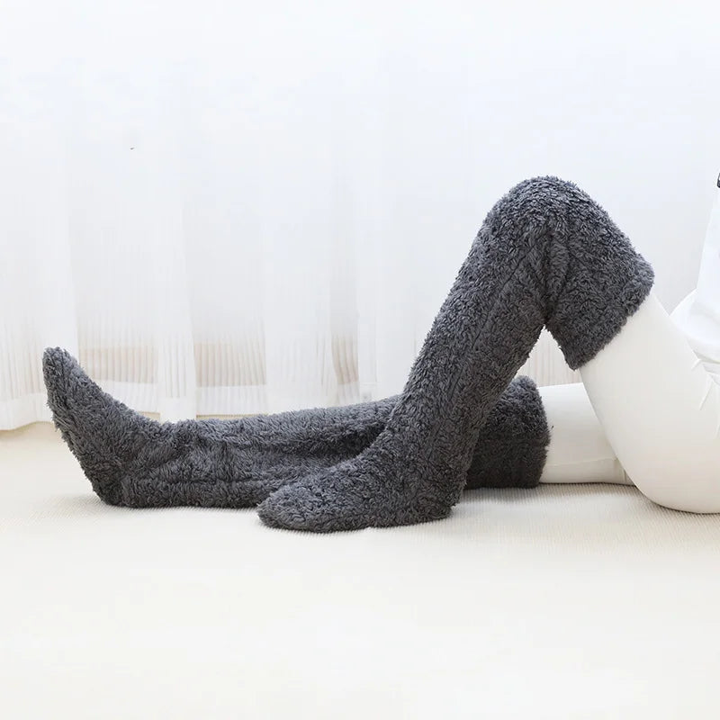 Fluffy Winter Leg Warmers - Thick, Cozy Over-Knee Socks