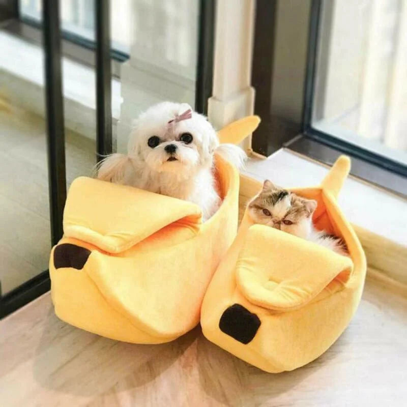 Banana Pet Bed - Cute, Cozy Kennel for Cats & Dogs