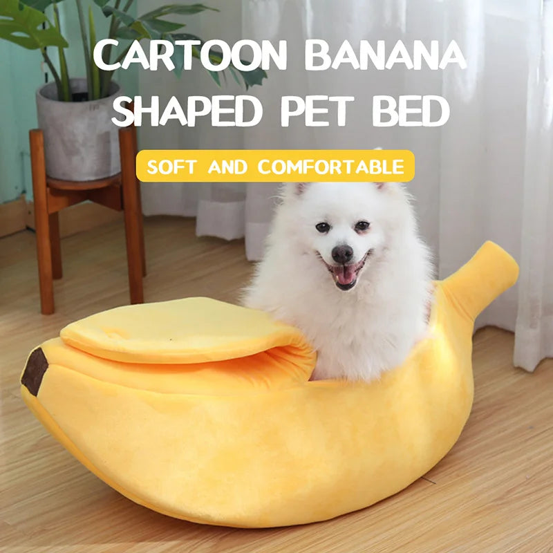 Banana Pet Bed - Cute, Cozy Kennel for Cats & Dogs