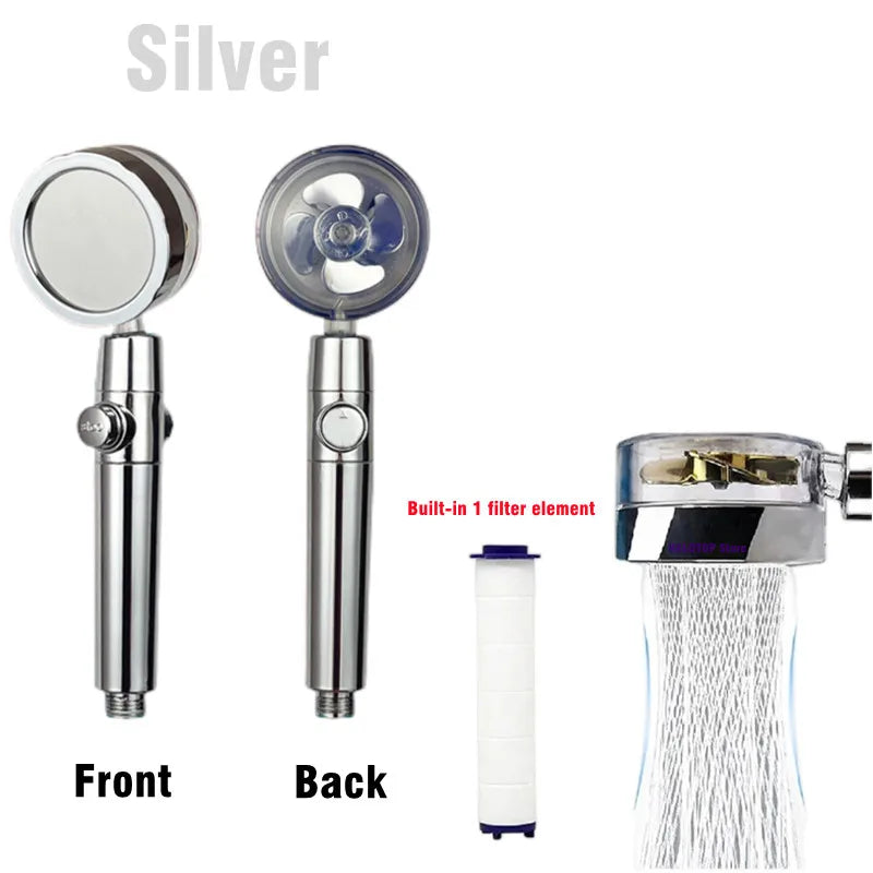 High-Pressure Turbo Shower Head – 360° Rotating, and Water Saving