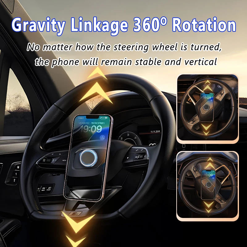 Magnetic Car Phone Holder - Steering Wheel Smartphone Stand