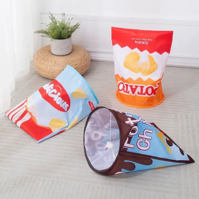 Potato Chip Bag Toy - Interactive Cat Play Tunnel