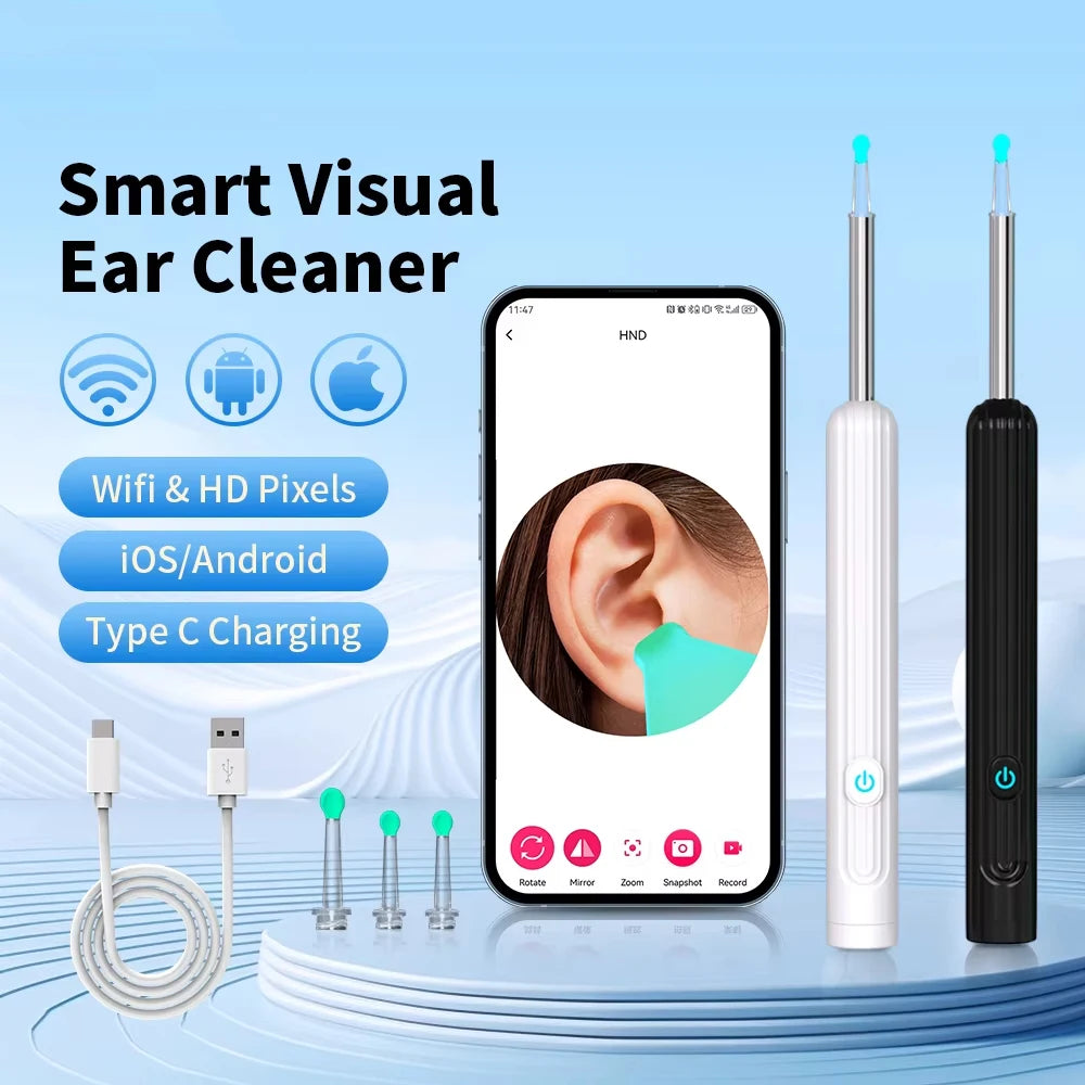 Smart Visual Ear Cleaner – 1296P Camera with WiFi & LED Lights