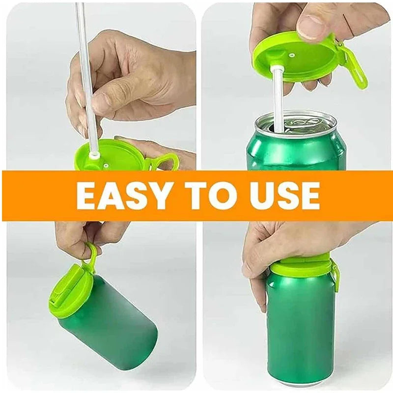 Soda Can Silicone Lids & Straws - Reusable Covers