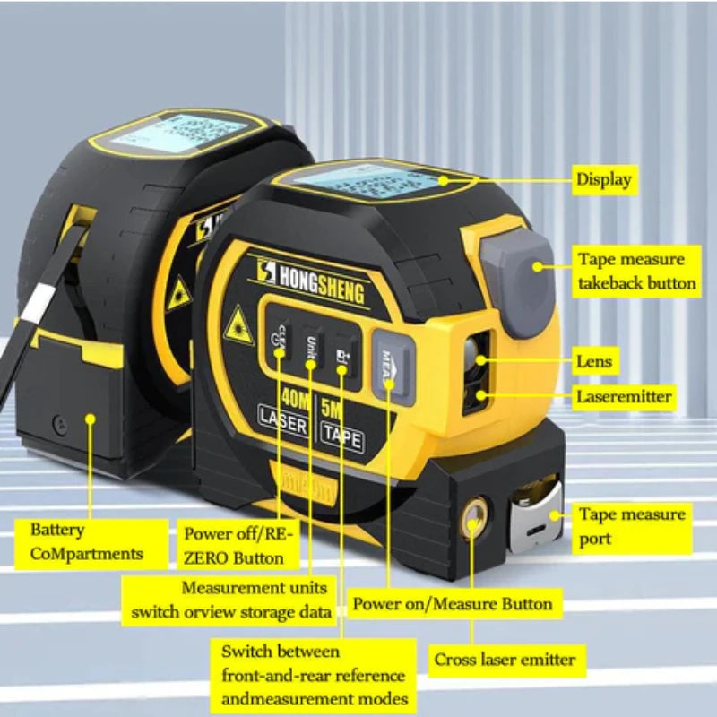 Digital Laser Tape Measure – 40/60M with Large Display