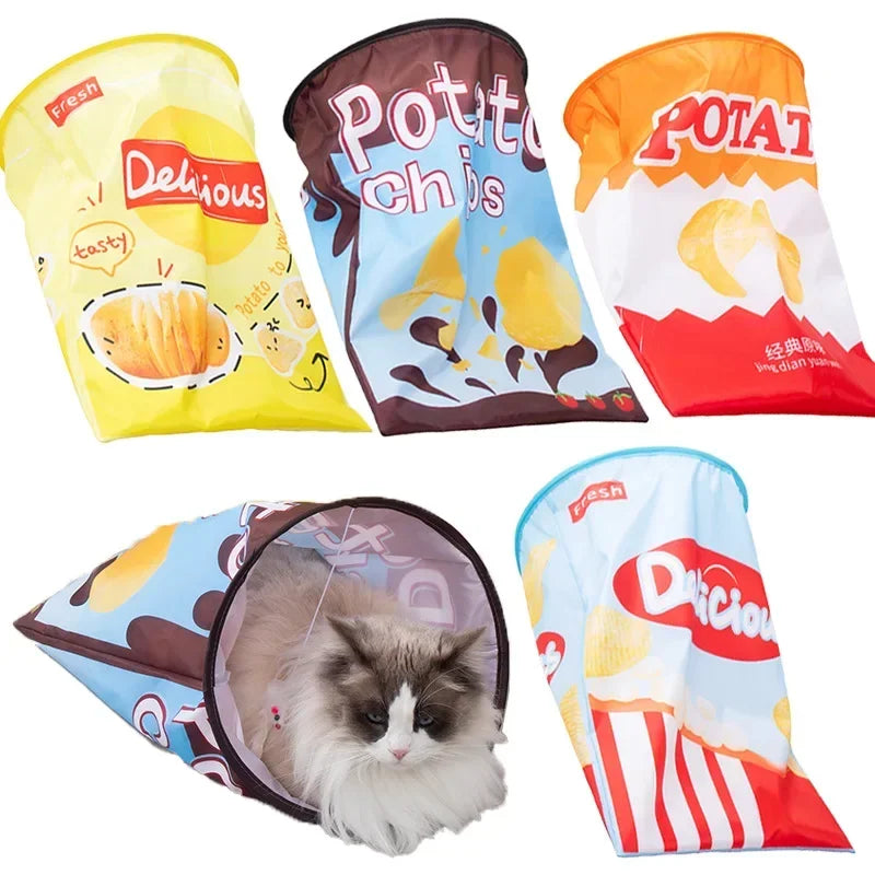 Potato Chip Bag Toy - Interactive Cat Play Tunnel