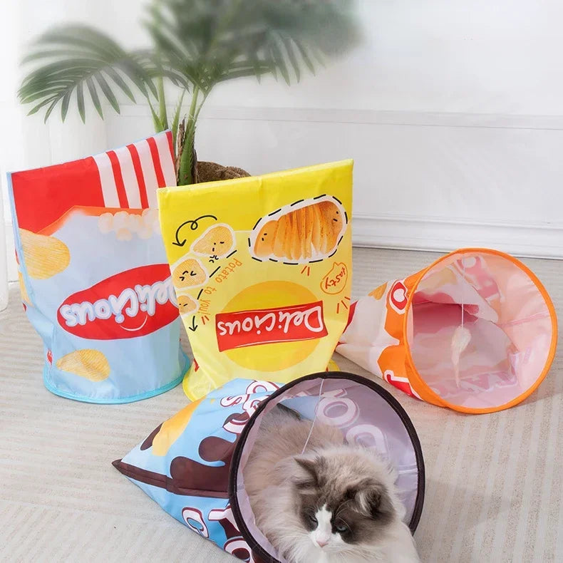 Potato Chip Bag Toy - Interactive Cat Play Tunnel