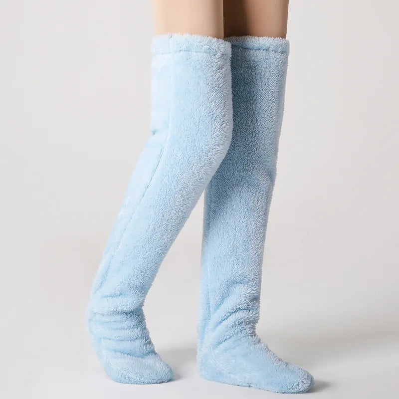 Fluffy Winter Leg Warmers - Thick, Cozy Over-Knee Socks