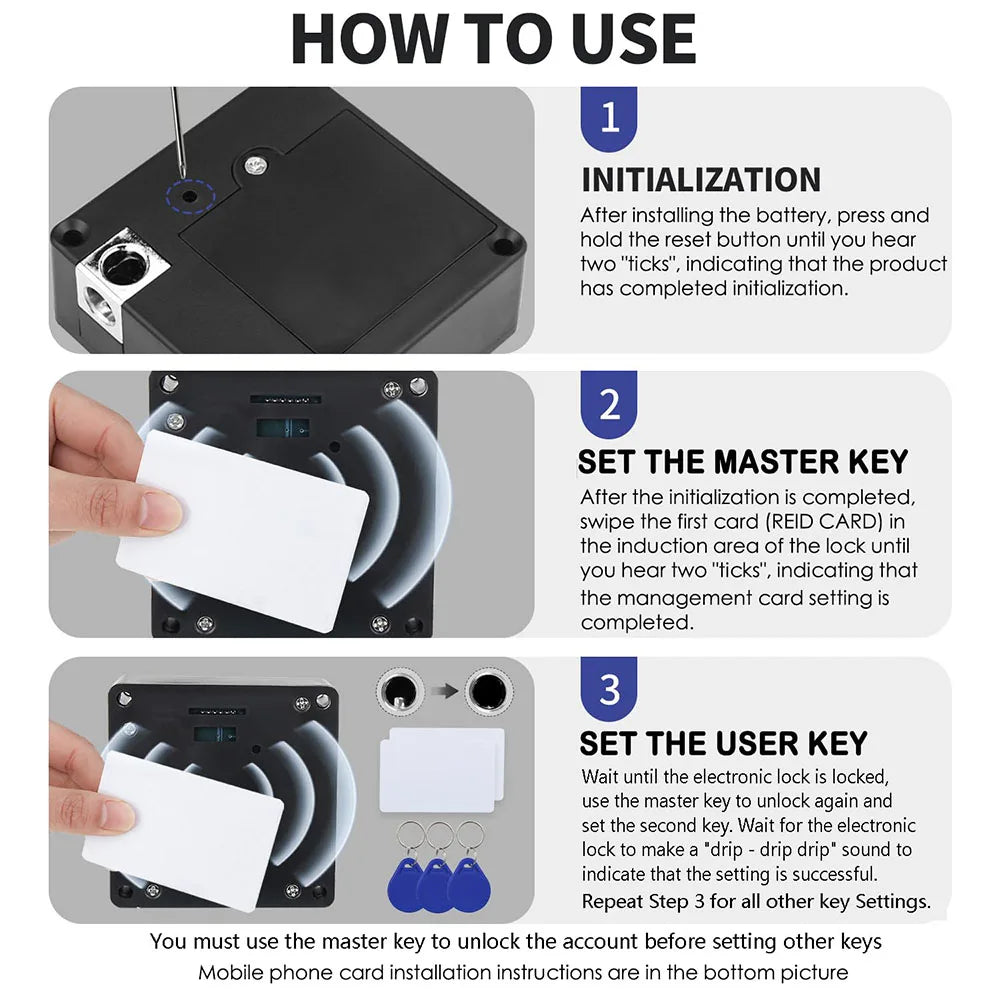 Electronic RFID Lock - Unlock Hidden Wooden Cabinets & Drawers