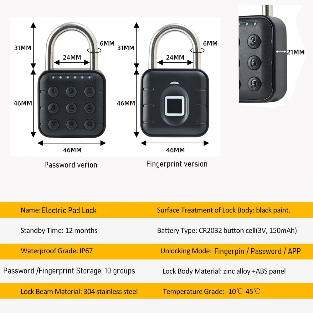 Digital Fingerprint Lock – Remote App & Temporary Password Access