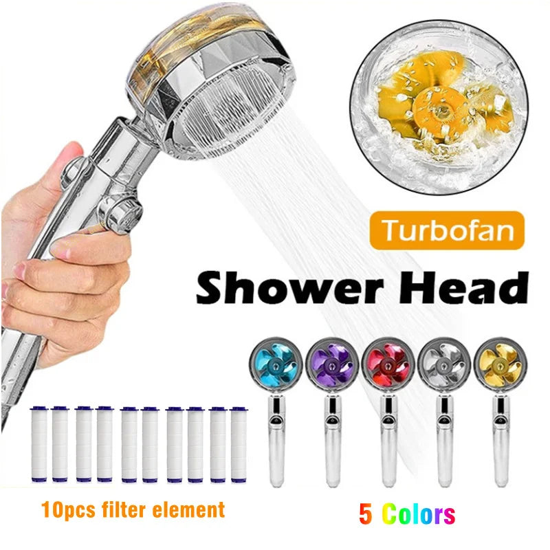 High-Pressure Turbo Shower Head – 360° Rotating, and Water Saving