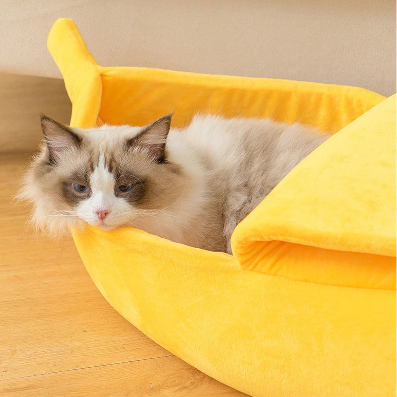 Banana Pet Bed - Cute, Cozy Kennel for Cats & Dogs