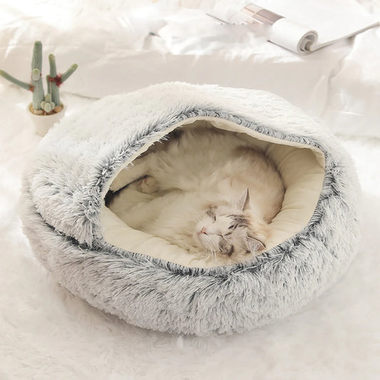 Fluffy Doughnut Cat Bed – Anti-Anxiety Cave