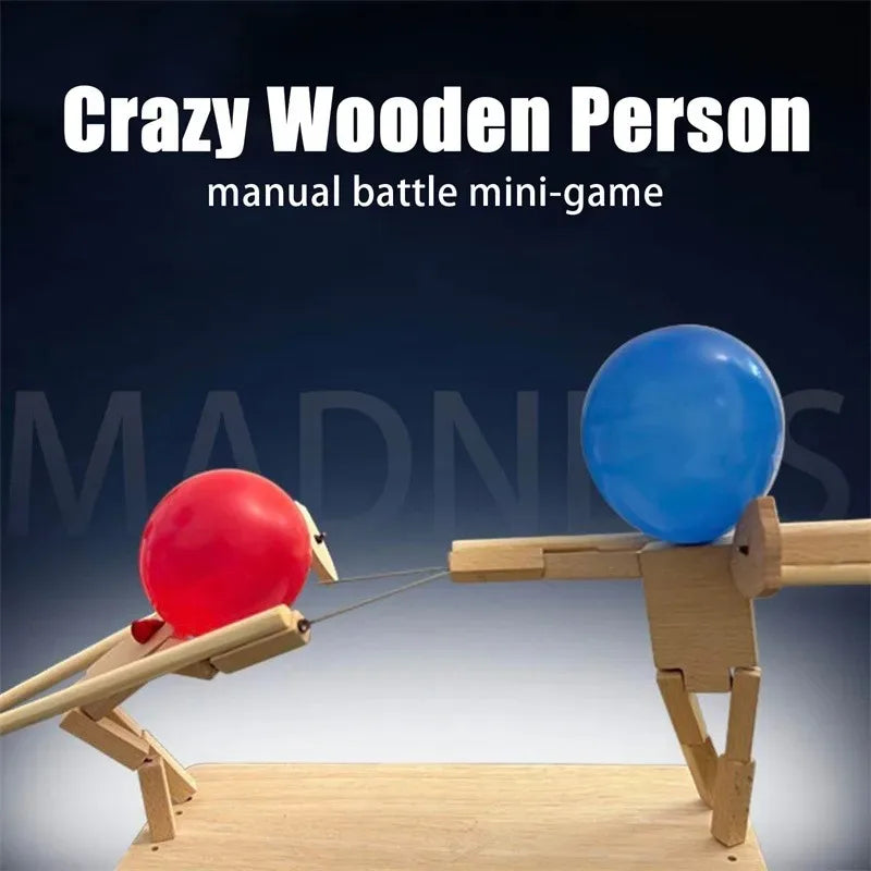 Handmade Wooden Bots Balloon Fencing Battle Game